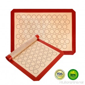 Non Sitck Silicone Baking Mat Macaron Sheet - Non-slip Set of 2 Sheet (16.5 x 11.6) - Heat Resistant/Non Stick Silicon Liner for Bake Pans & Rolling - Macaroon/Pastry/Cookie Making - B07CBZM6R6